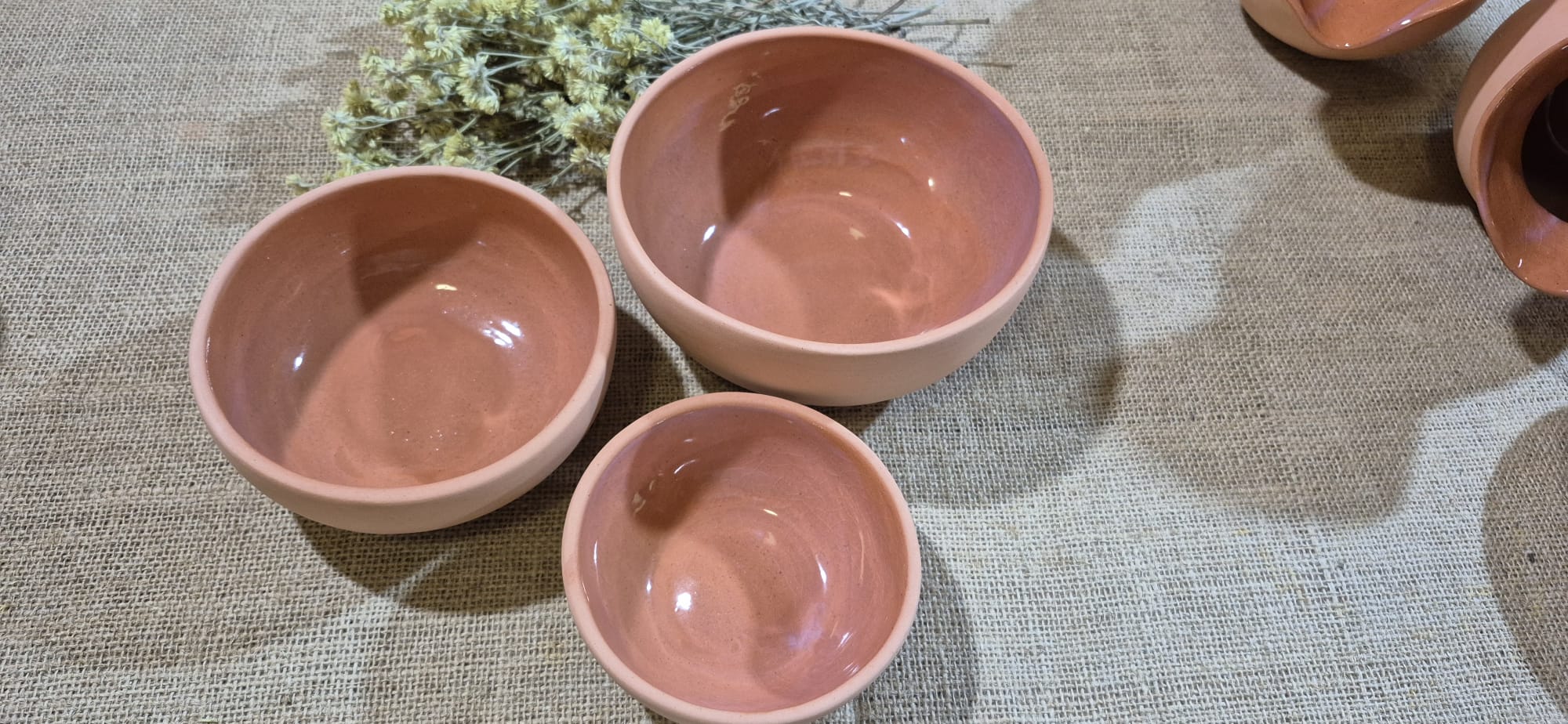 Tres bowls de terracota esmaltados por dentro — Ceramistas de Blanquillo